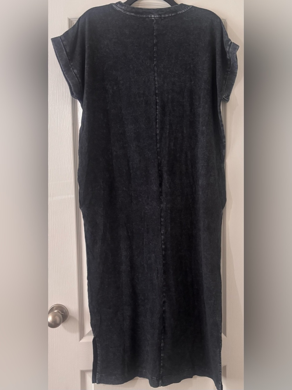 Zenana Acid Washed Black T-Shirt Maxi Dress with Pockets M NWOT - Picture 3 of 5